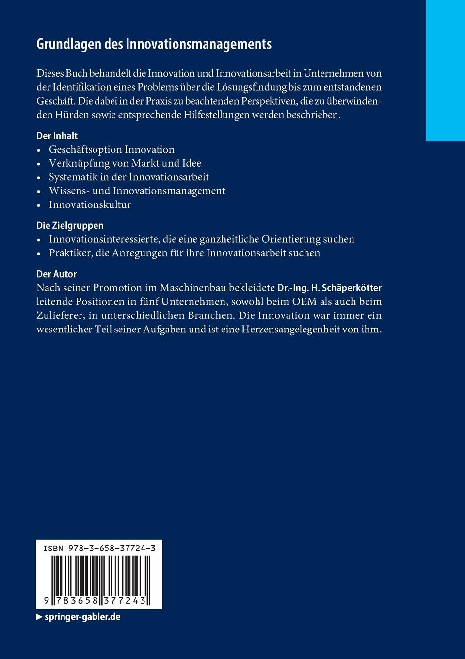 Rückseitencover Grundlagen des Innovationsmanagements