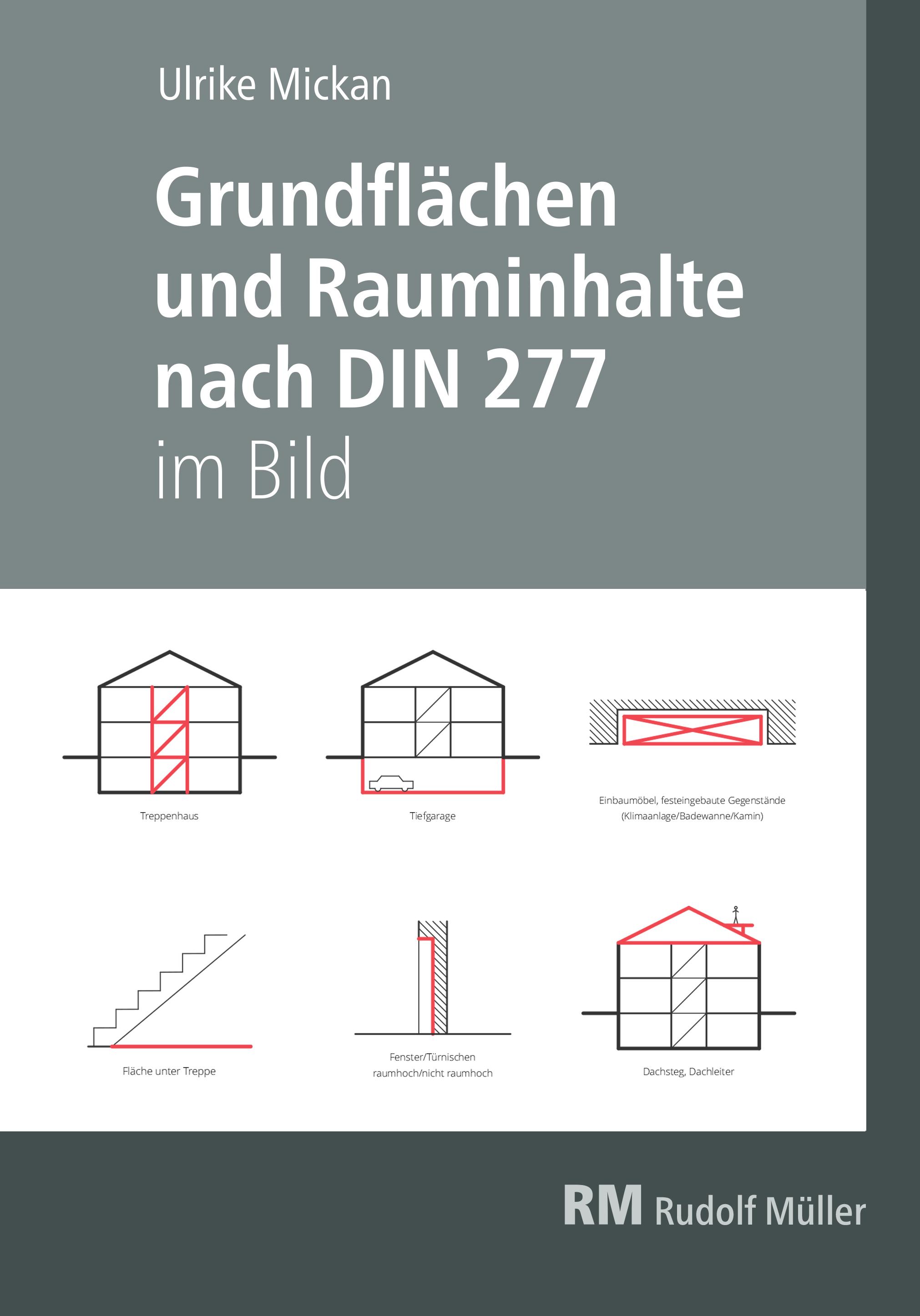 Vorderes Coverbild Grundflächen und Rauminhalte nach DIN 277 im Bild