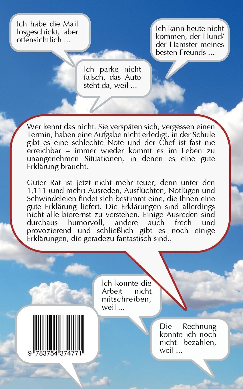 Rückseitencover 1.111 Ausreden, Ausflüchte, Notlügen und Schwindeleien