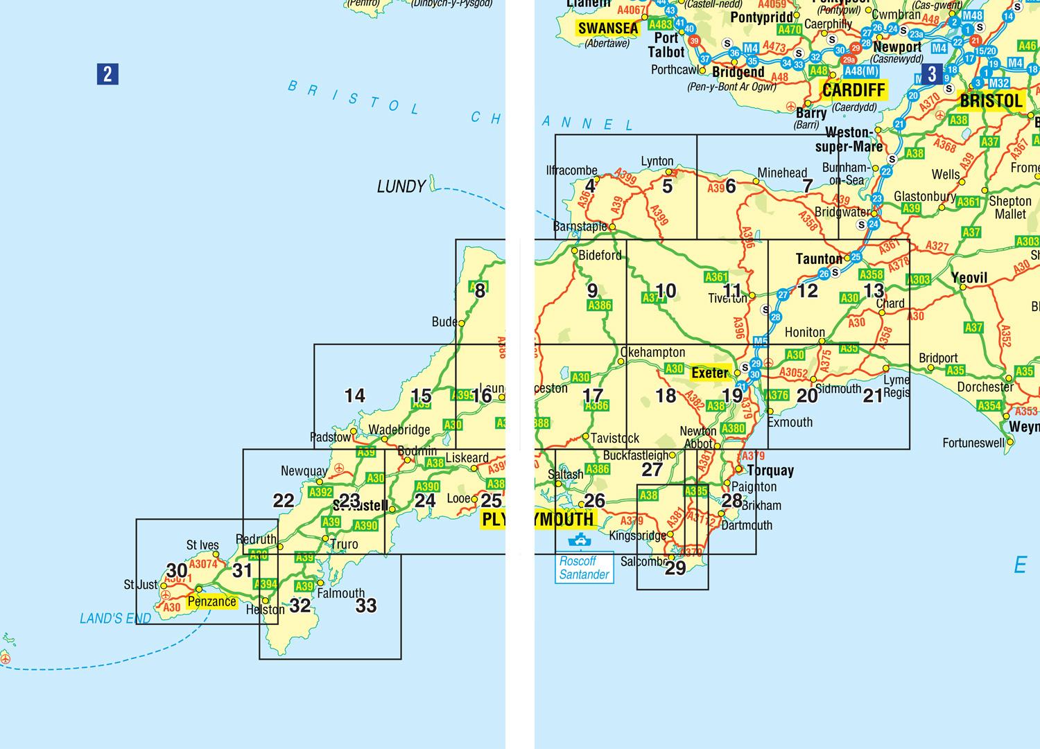 Beispielinhalt (Bild) South West England Regional A-Z Road Atlas