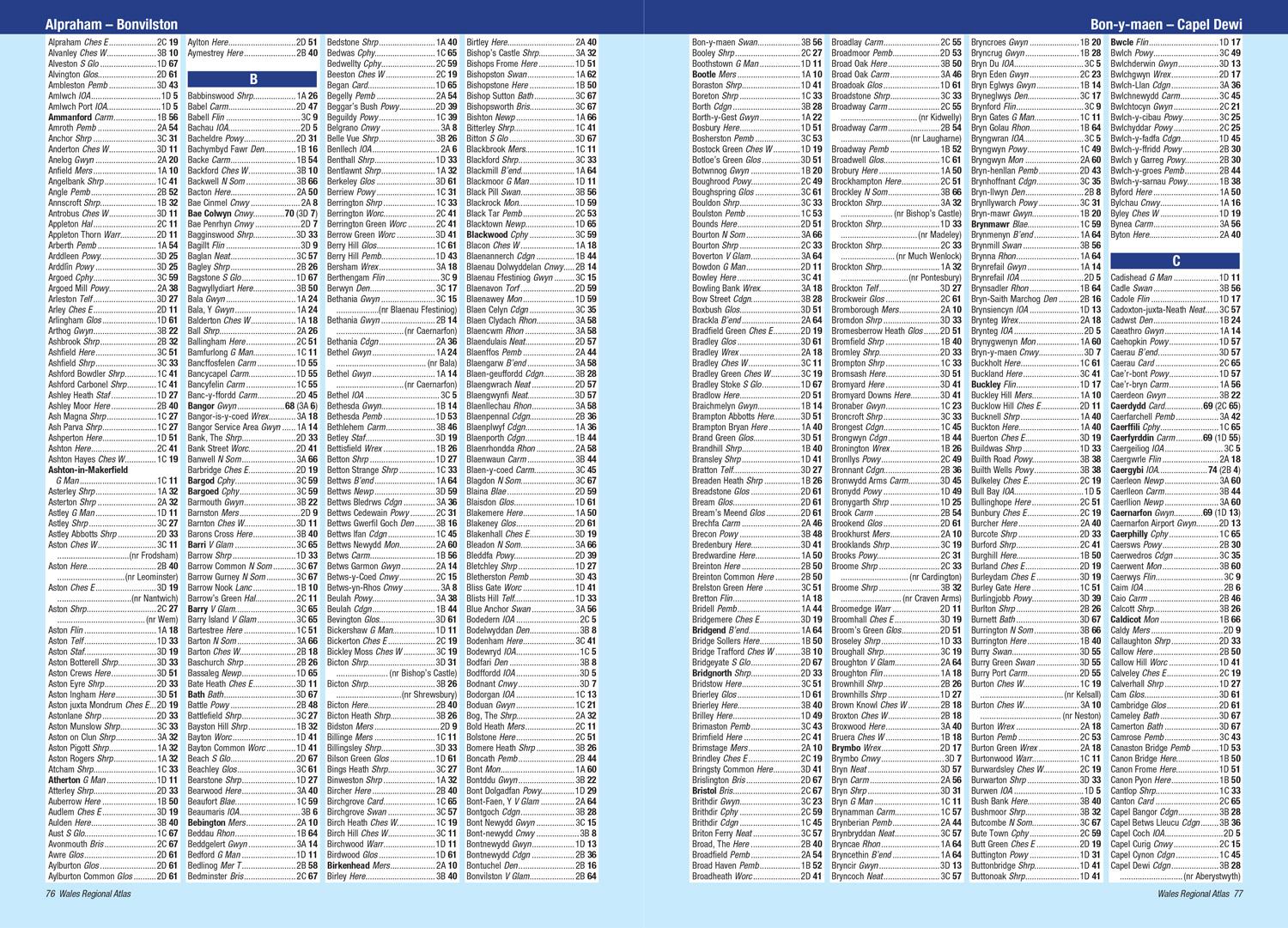 Beispielinhalt (Bild) Wales A-Z Road Atlas
