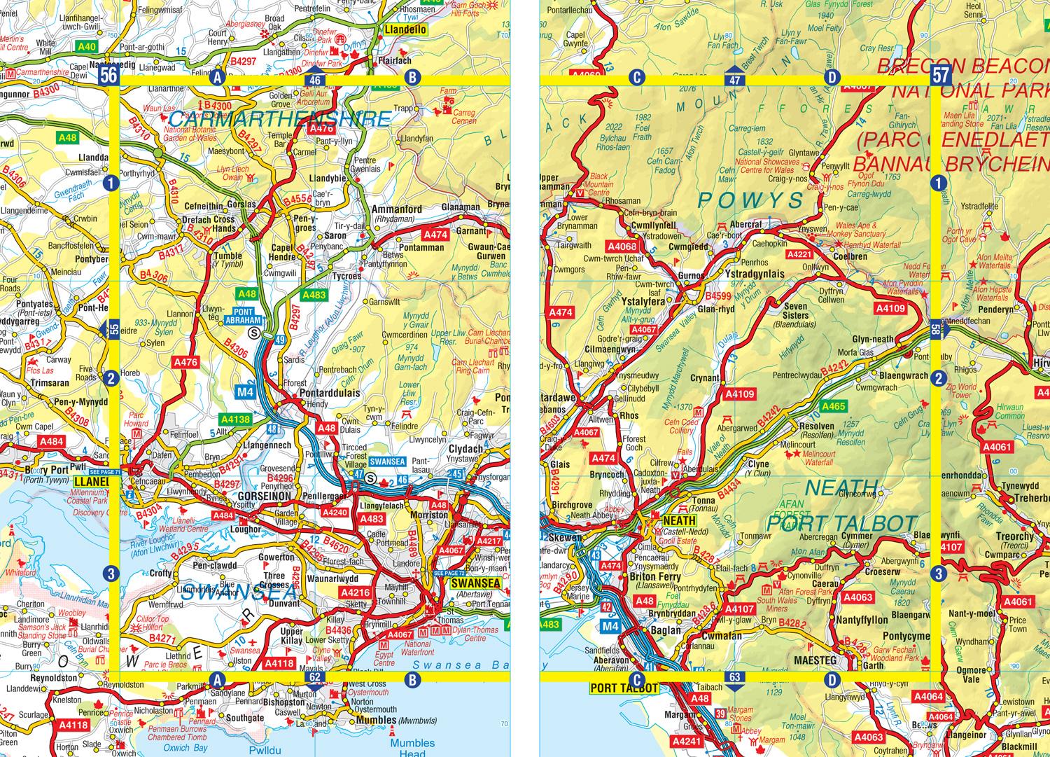 Beispielinhalt (Bild) Wales A-Z Road Atlas