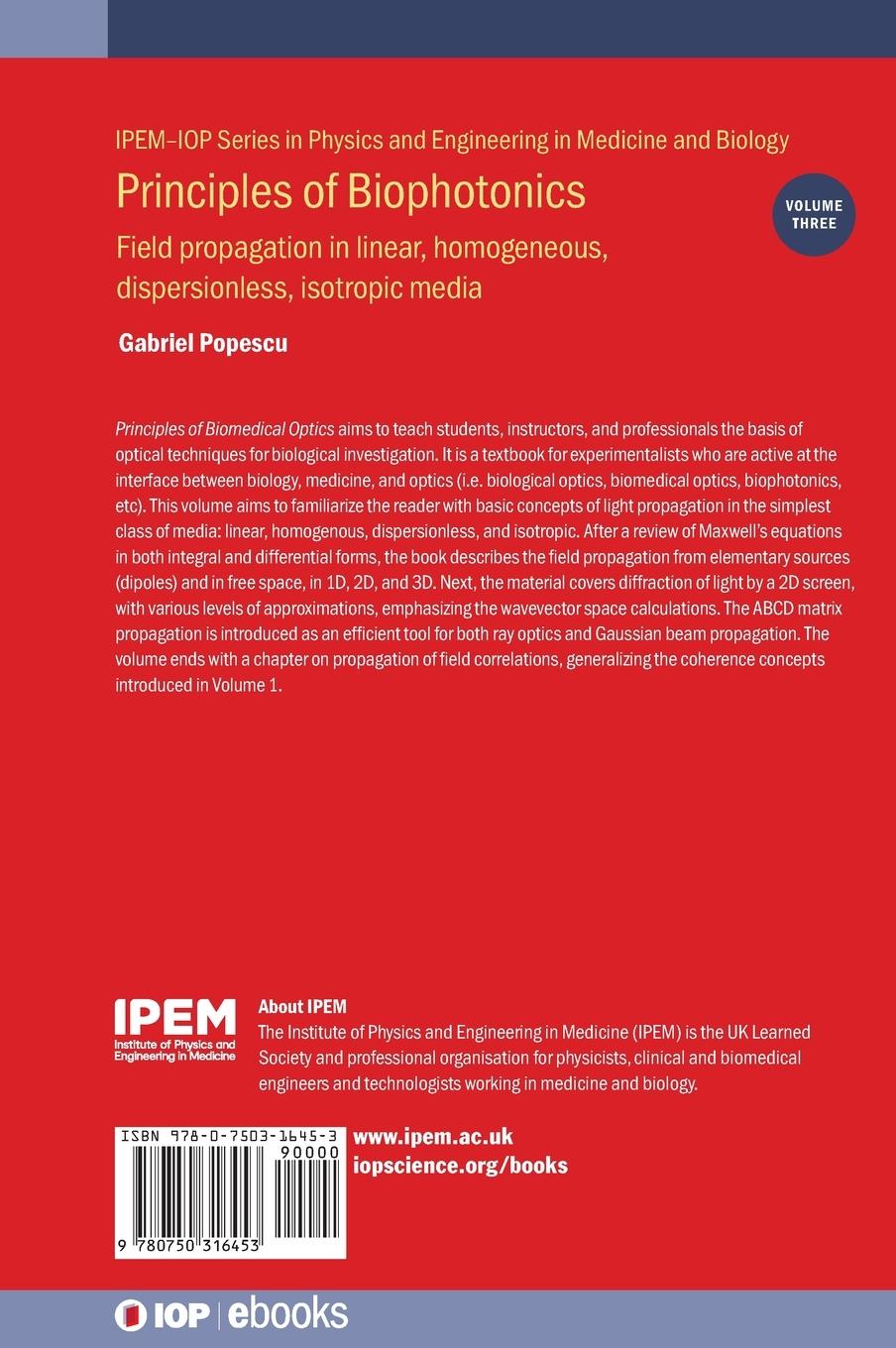 Rückseitencover Principles of Biophotonics, Volume 3