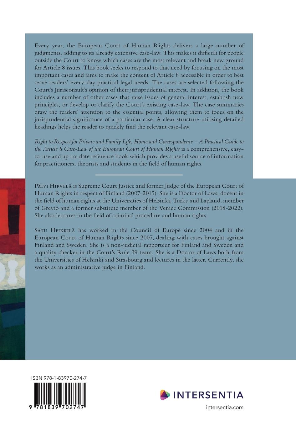 Rückseitencover Right to Respect for Private and Family Life, Home and Correspondence