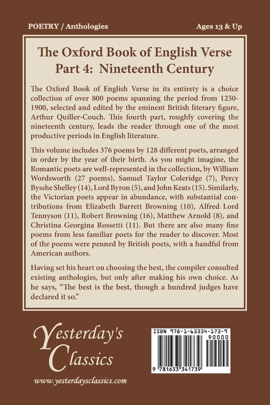 Rückseitencover The Oxford Book of English Verse, Part 4