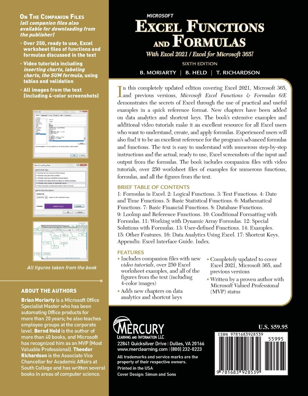 Rückseitencover Microsoft Excel Functions and Formulas