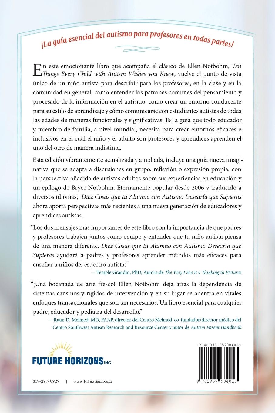 Rückseitencover Diez Cosas Que Tu Estudiante Con Autismo Desearía Que Supieras / Ten Things Your Student with Autism Wishes You Knew
