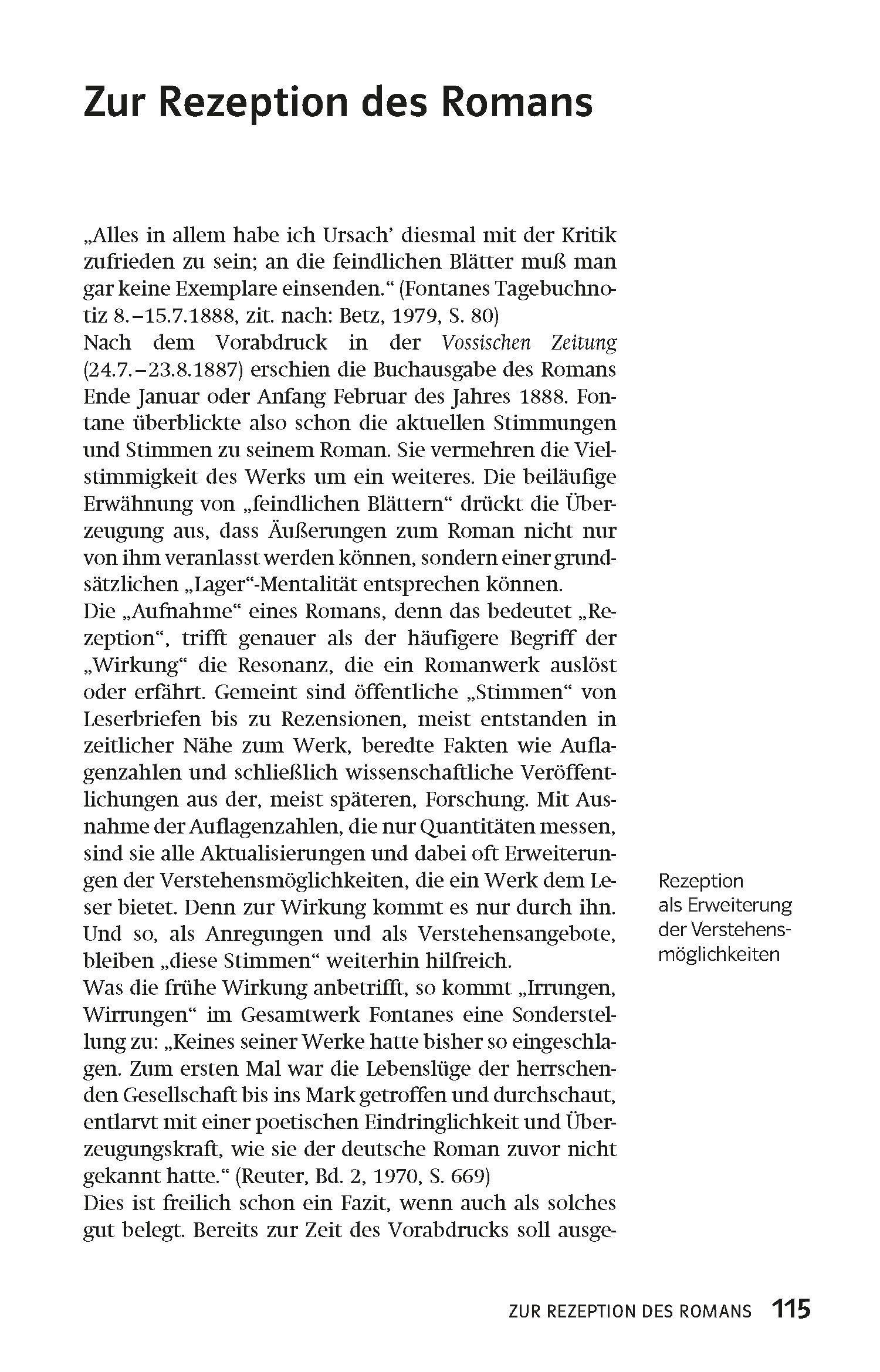 Beispielinhalt (Bild) Lektürehilfen Irrungen, Wirrungen