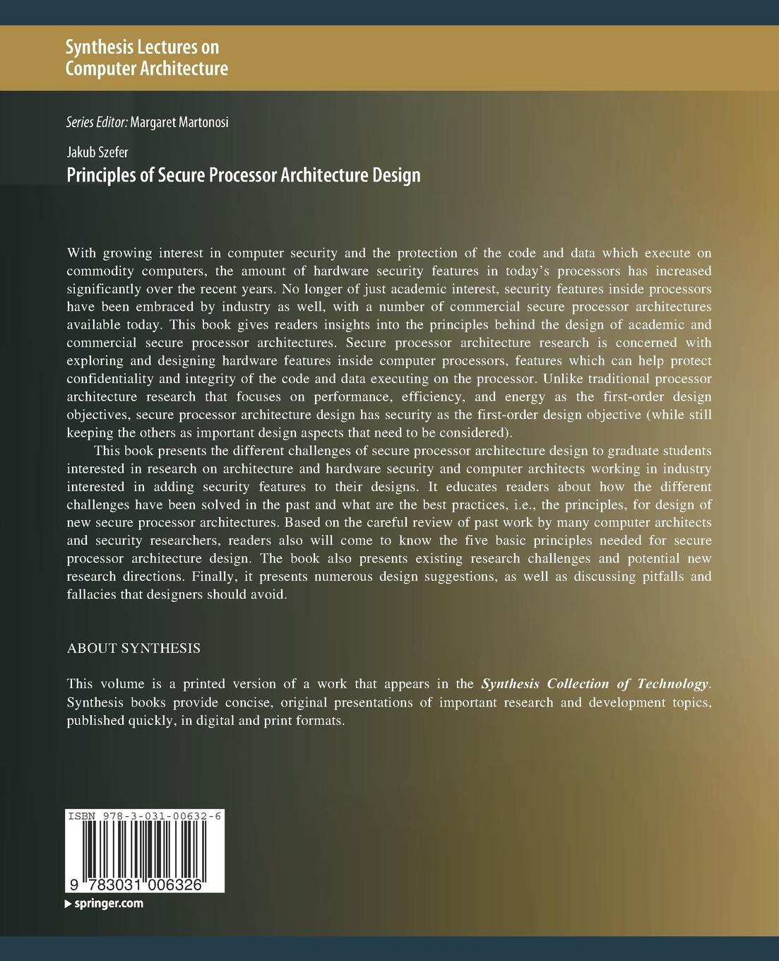 Rückseitencover Principles of Secure Processor Architecture Design