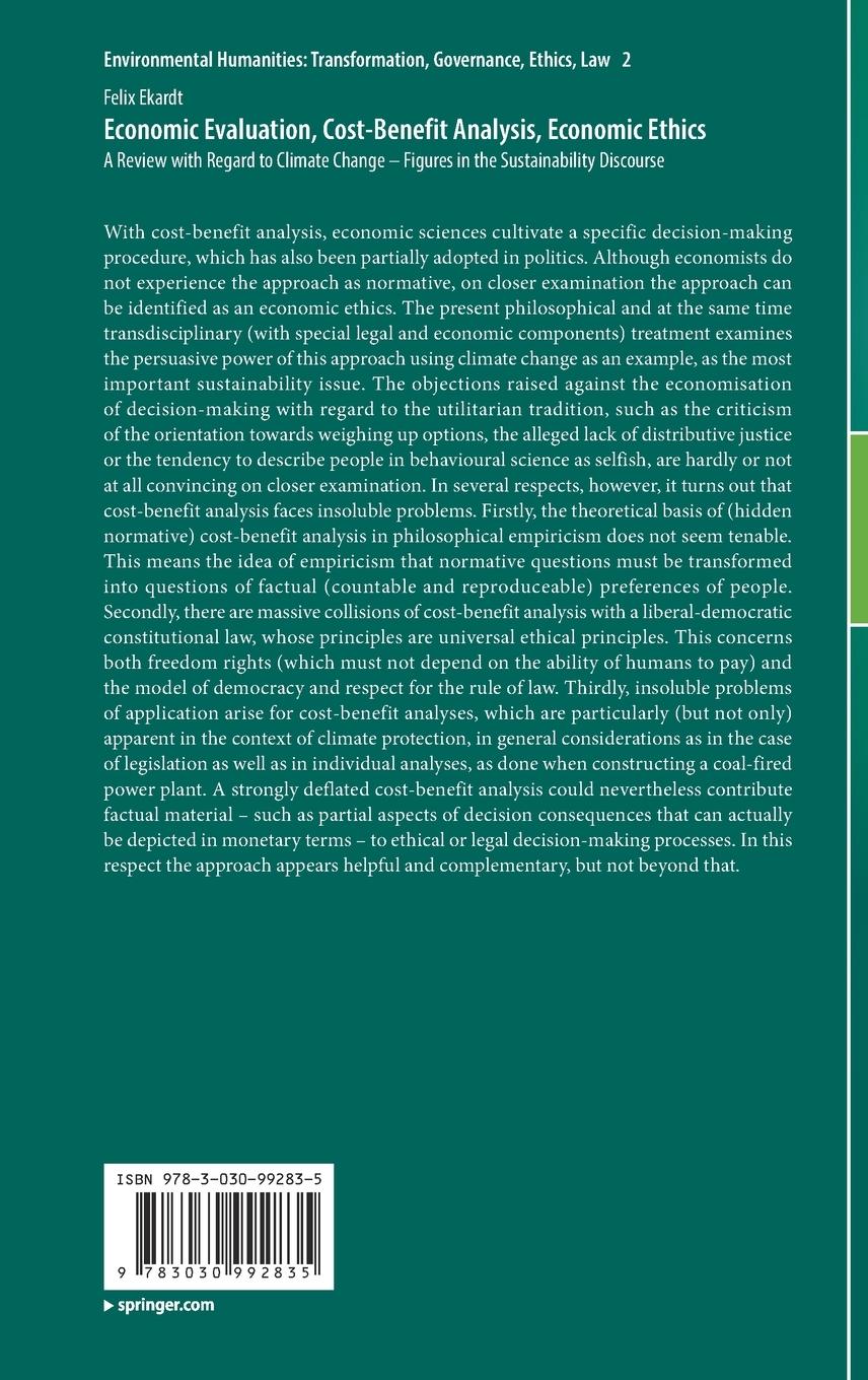 Rückseitencover Economic Evaluation, Cost-Benefit Analysis, Economic Ethics
