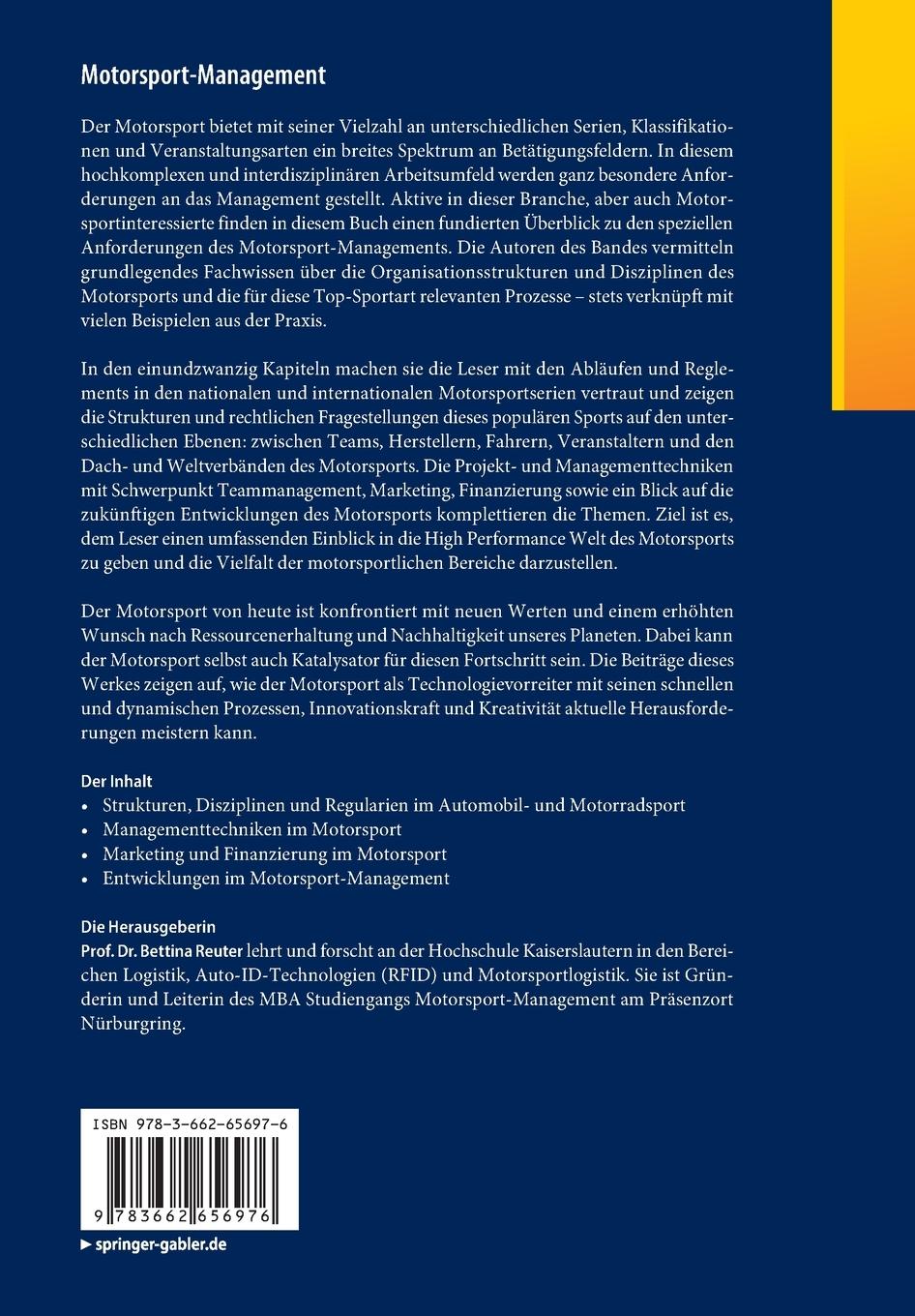 Rückseitencover Motorsport-Management