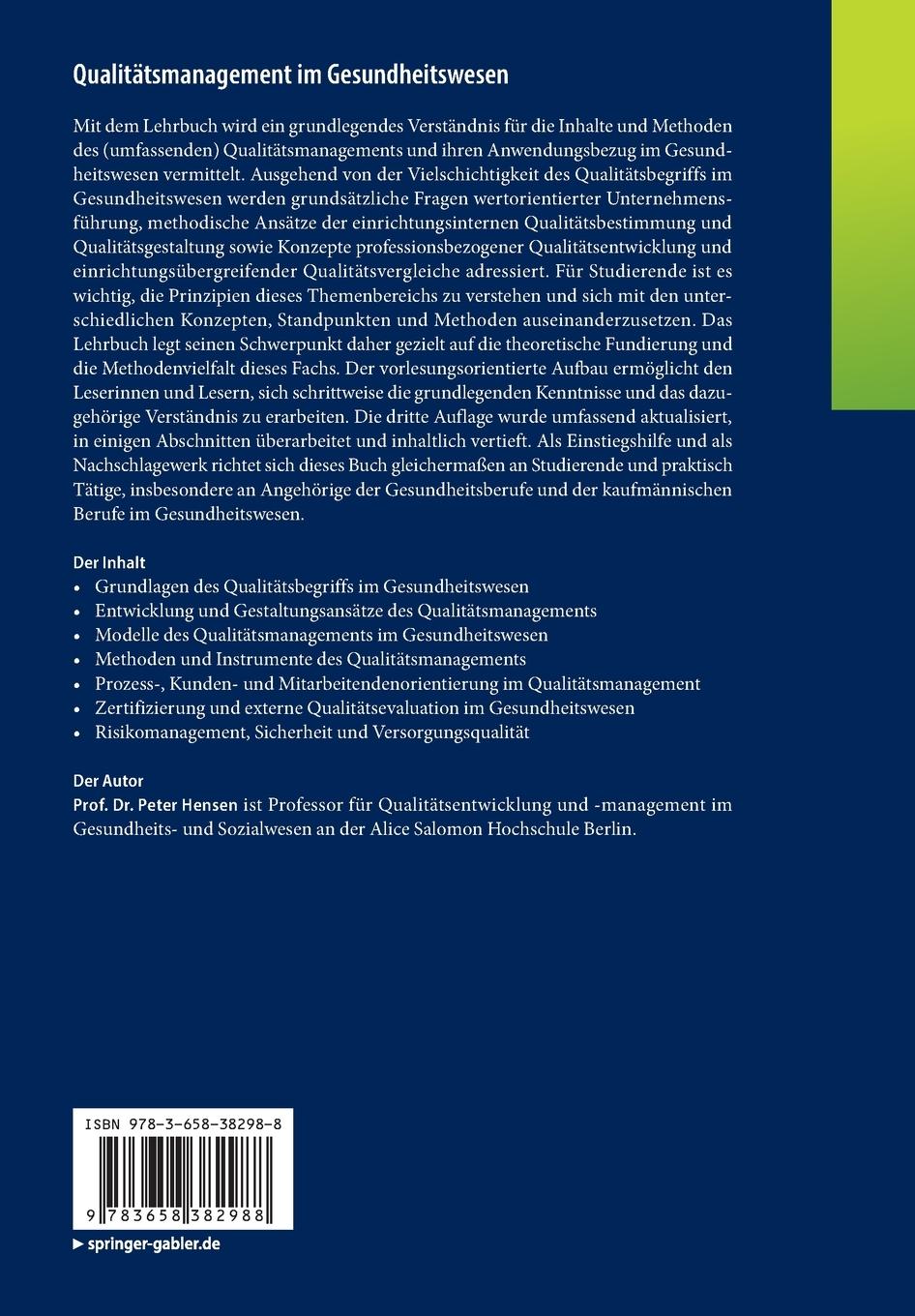 Rückseitencover Qualitätsmanagement im Gesundheitswesen