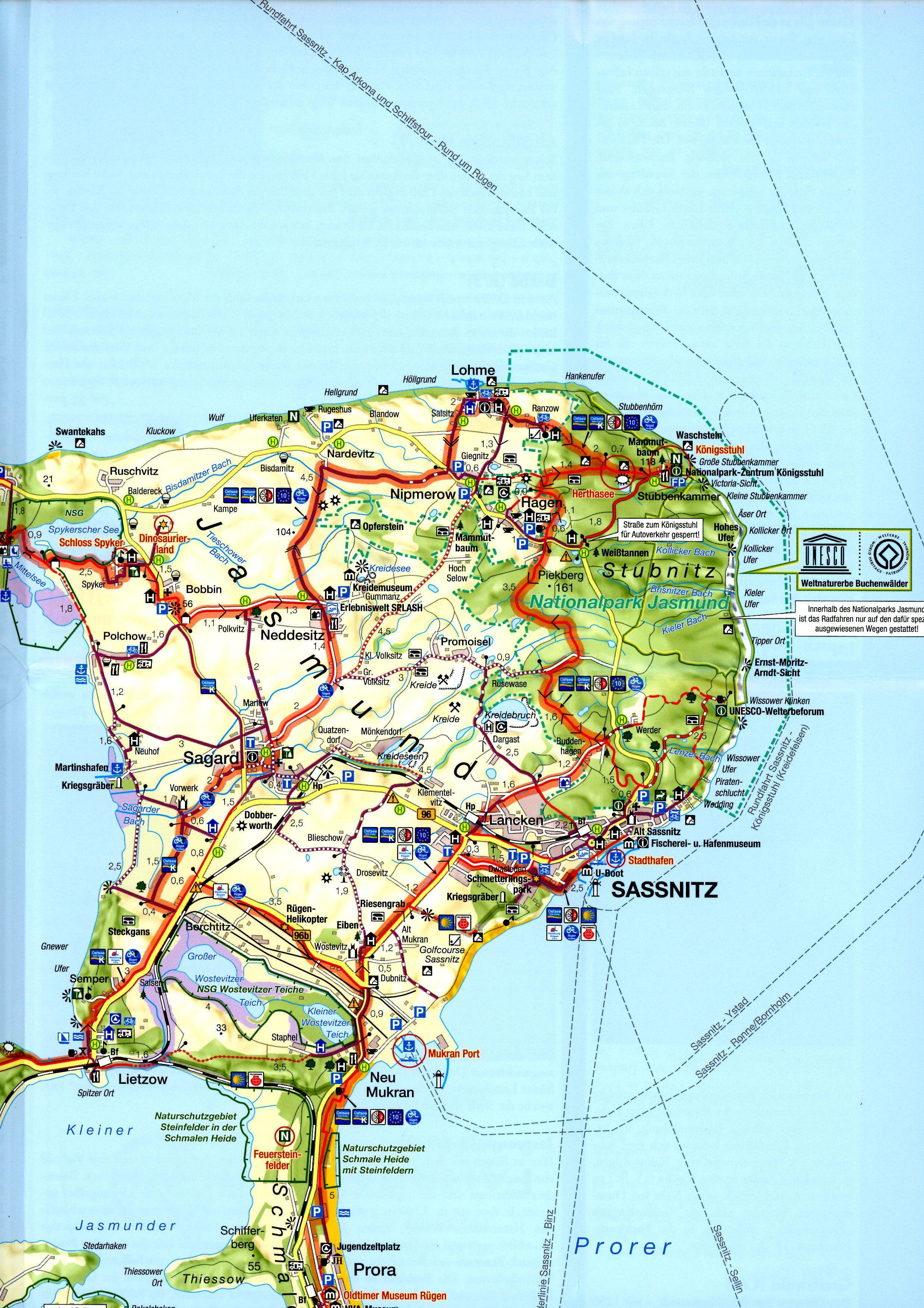 Beispielinhalt (Bild) Fahrradkarte Rügen & Hiddensee