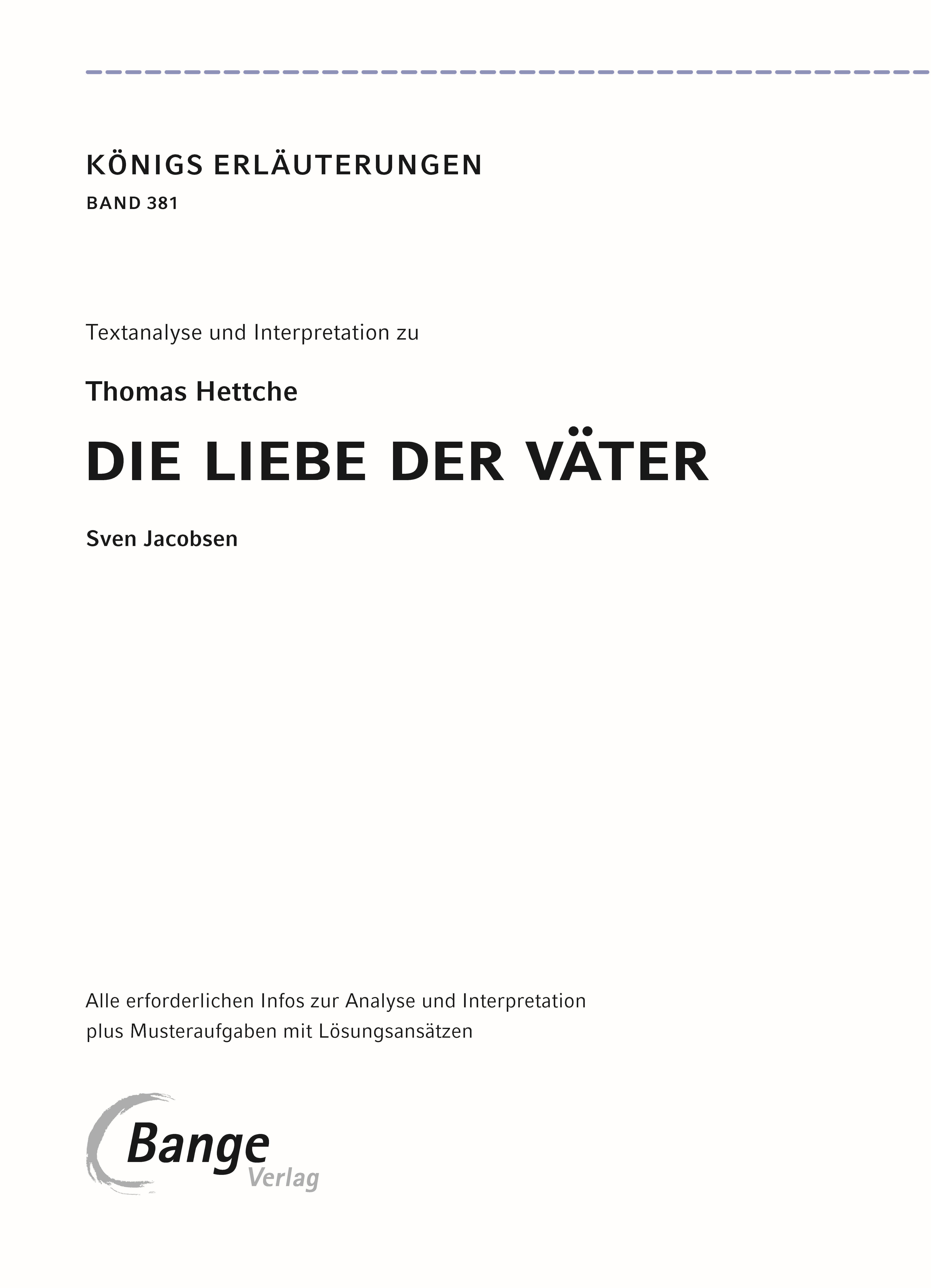 Beispielinhalt (Bild) Die Liebe der Väter von Thomas Hettche - Textanalyse und Interpretation
