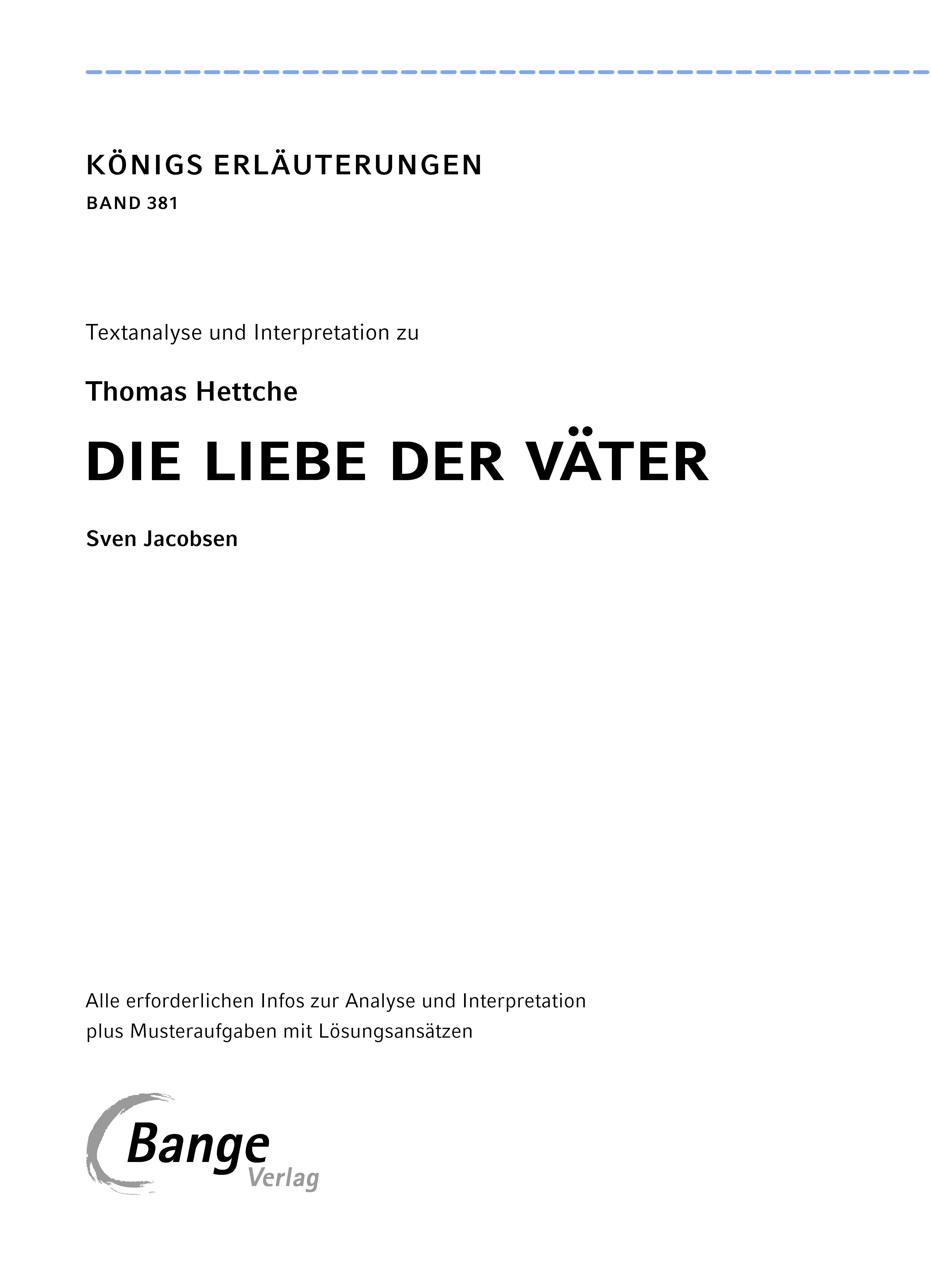 Beispielinhalt (Bild) Die Liebe der Väter von Thomas Hettche - Textanalyse und Interpretation