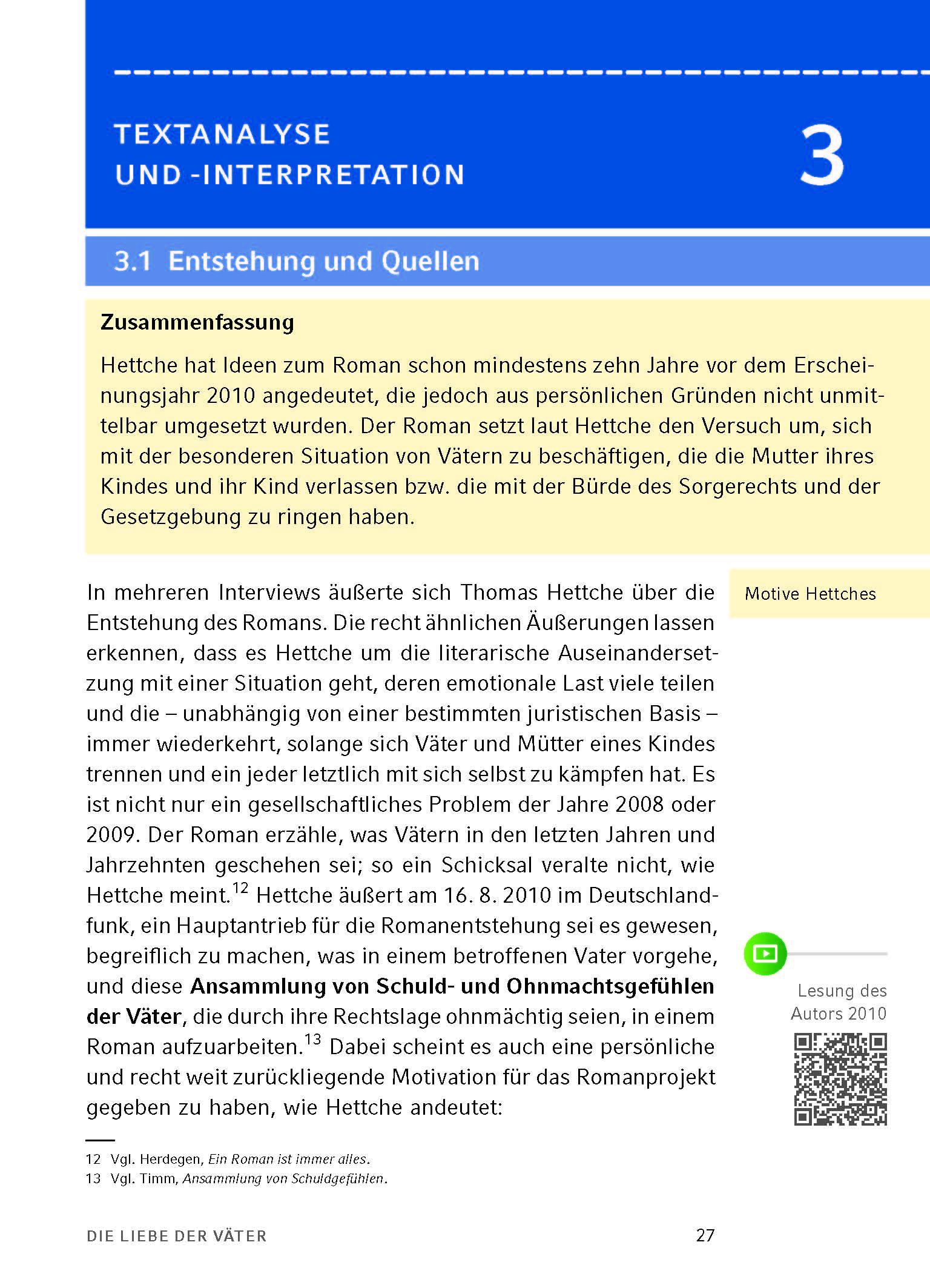 Beispielinhalt (Bild) Die Liebe der Väter von Thomas Hettche - Textanalyse und Interpretation