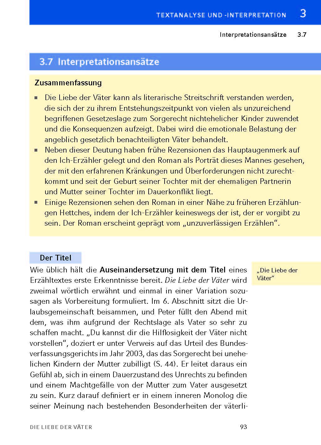 Beispielinhalt (Bild) Die Liebe der Väter von Thomas Hettche - Textanalyse und Interpretation