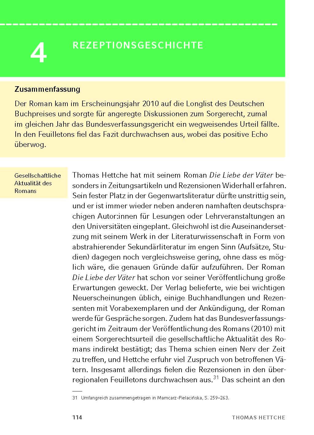 Beispielinhalt (Bild) Die Liebe der Väter von Thomas Hettche - Textanalyse und Interpretation