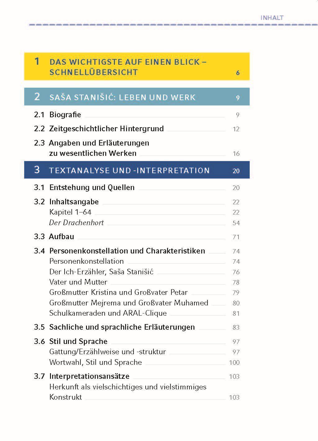 Beispielinhalt (Bild) Herkunft - Textanalyse und Interpretation