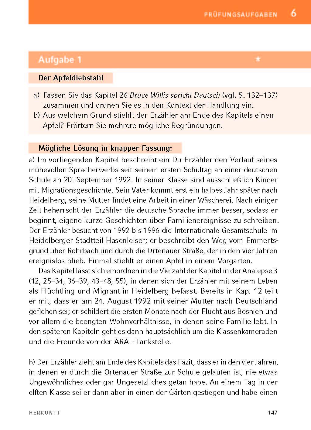 Beispielinhalt (Bild) Herkunft - Textanalyse und Interpretation