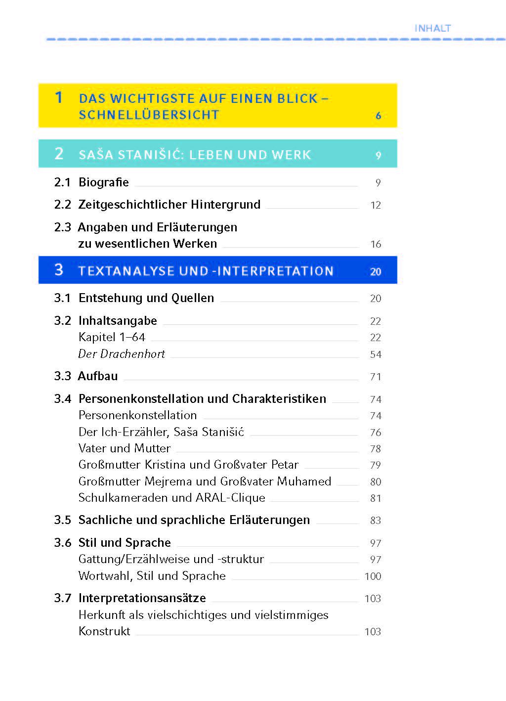 Beispielinhalt (Bild) Herkunft - Textanalyse und Interpretation