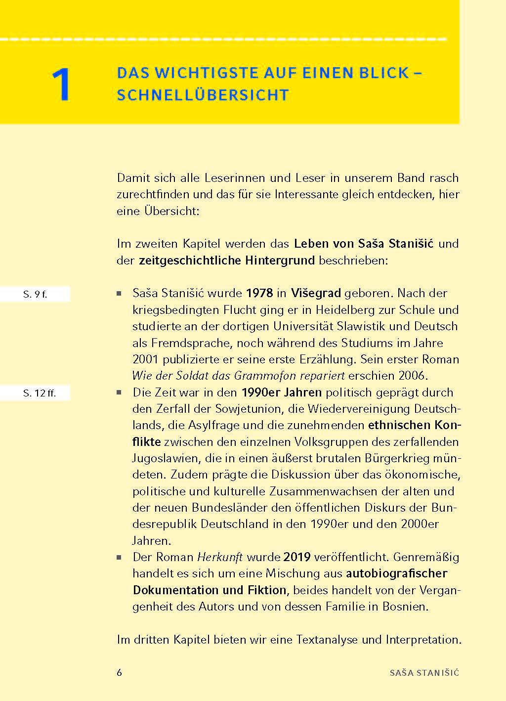 Beispielinhalt (Bild) Herkunft - Textanalyse und Interpretation