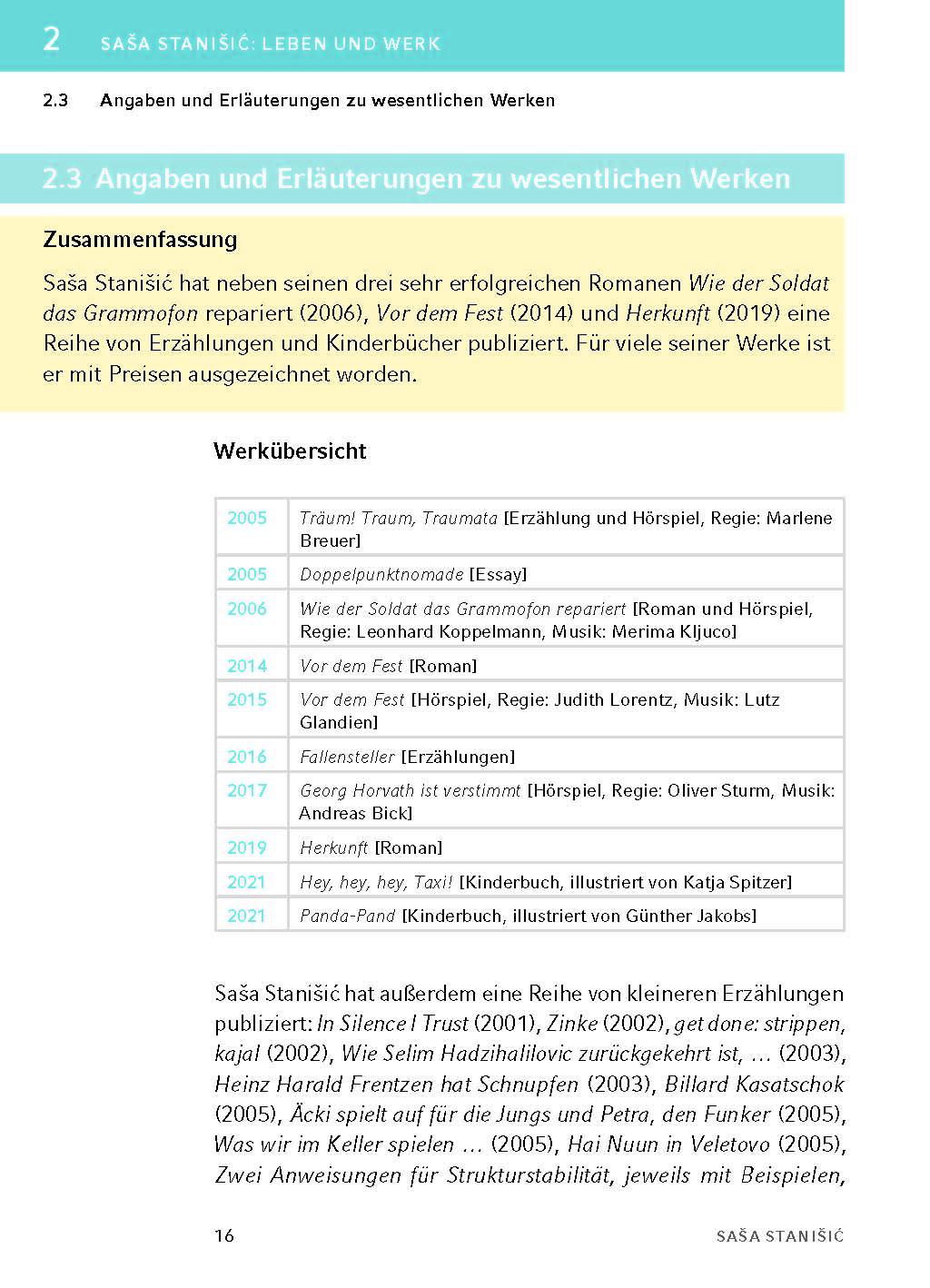 Beispielinhalt (Bild) Herkunft - Textanalyse und Interpretation