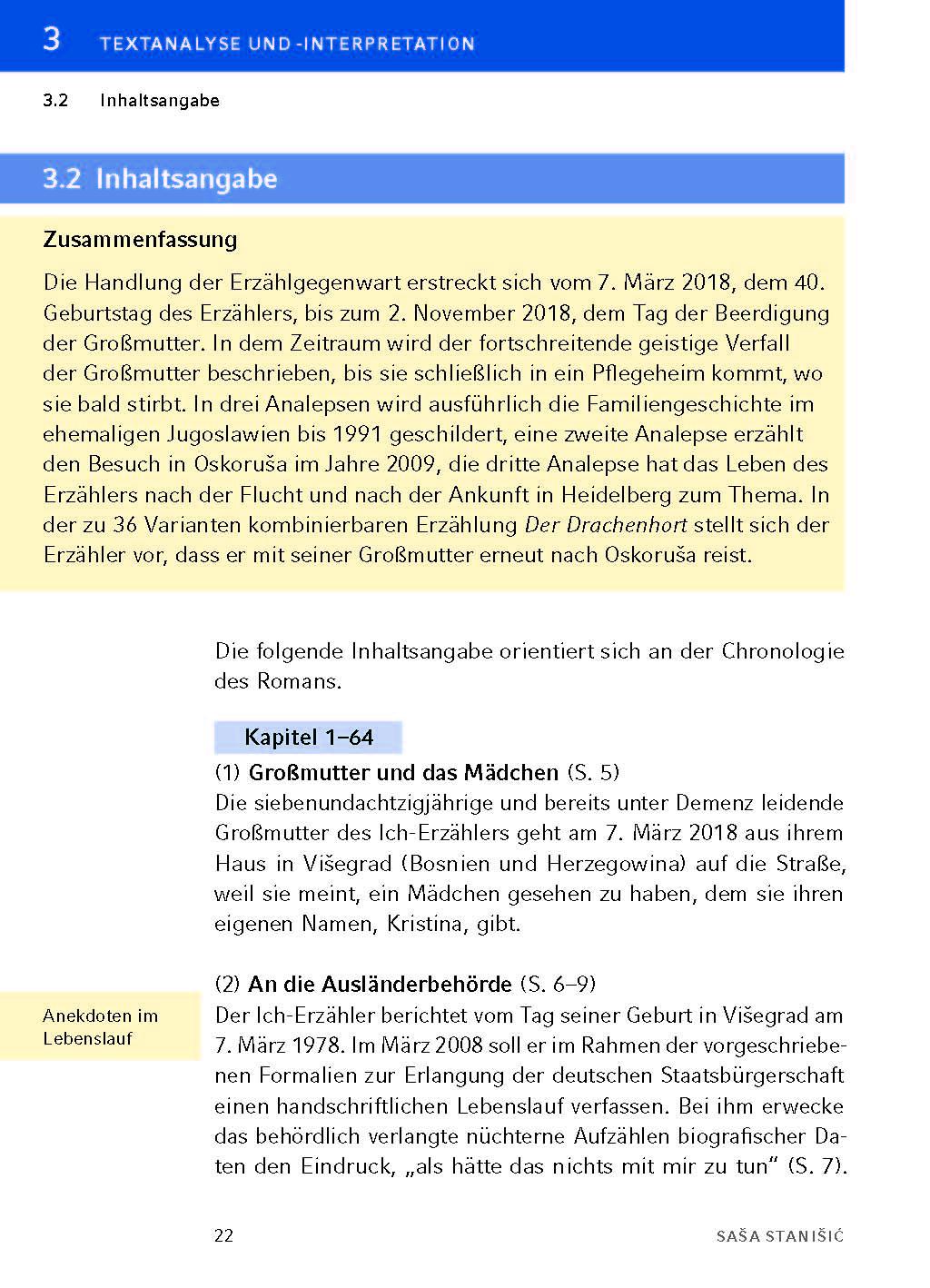 Beispielinhalt (Bild) Herkunft - Textanalyse und Interpretation