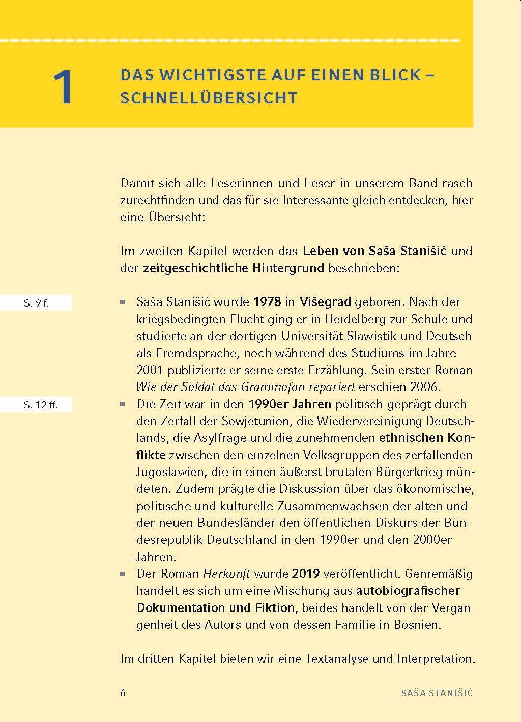Beispielinhalt (Bild) Herkunft - Textanalyse und Interpretation