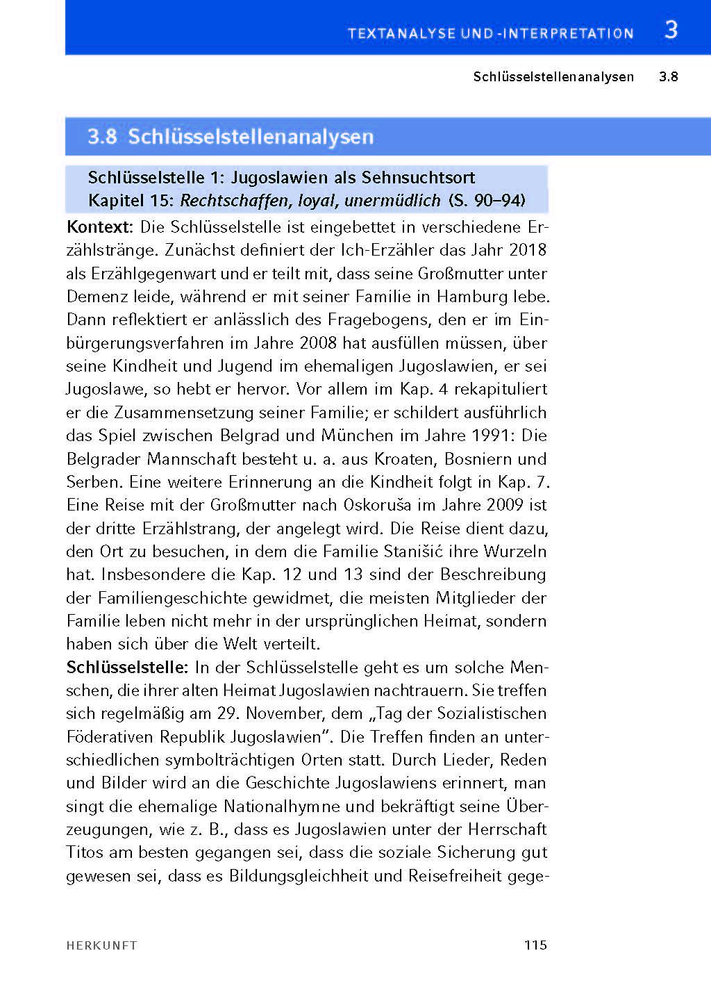 Beispielinhalt (Bild) Herkunft - Textanalyse und Interpretation