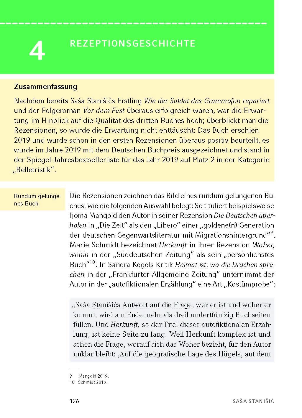Beispielinhalt (Bild) Herkunft - Textanalyse und Interpretation