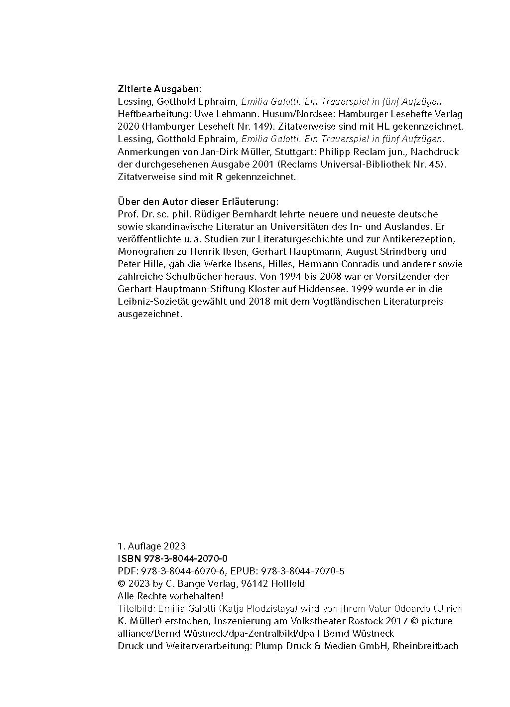 Beispielinhalt (Bild) Emilia Galotti von Gotthold Ephraim Lessing - Textanalyse und Interpretation