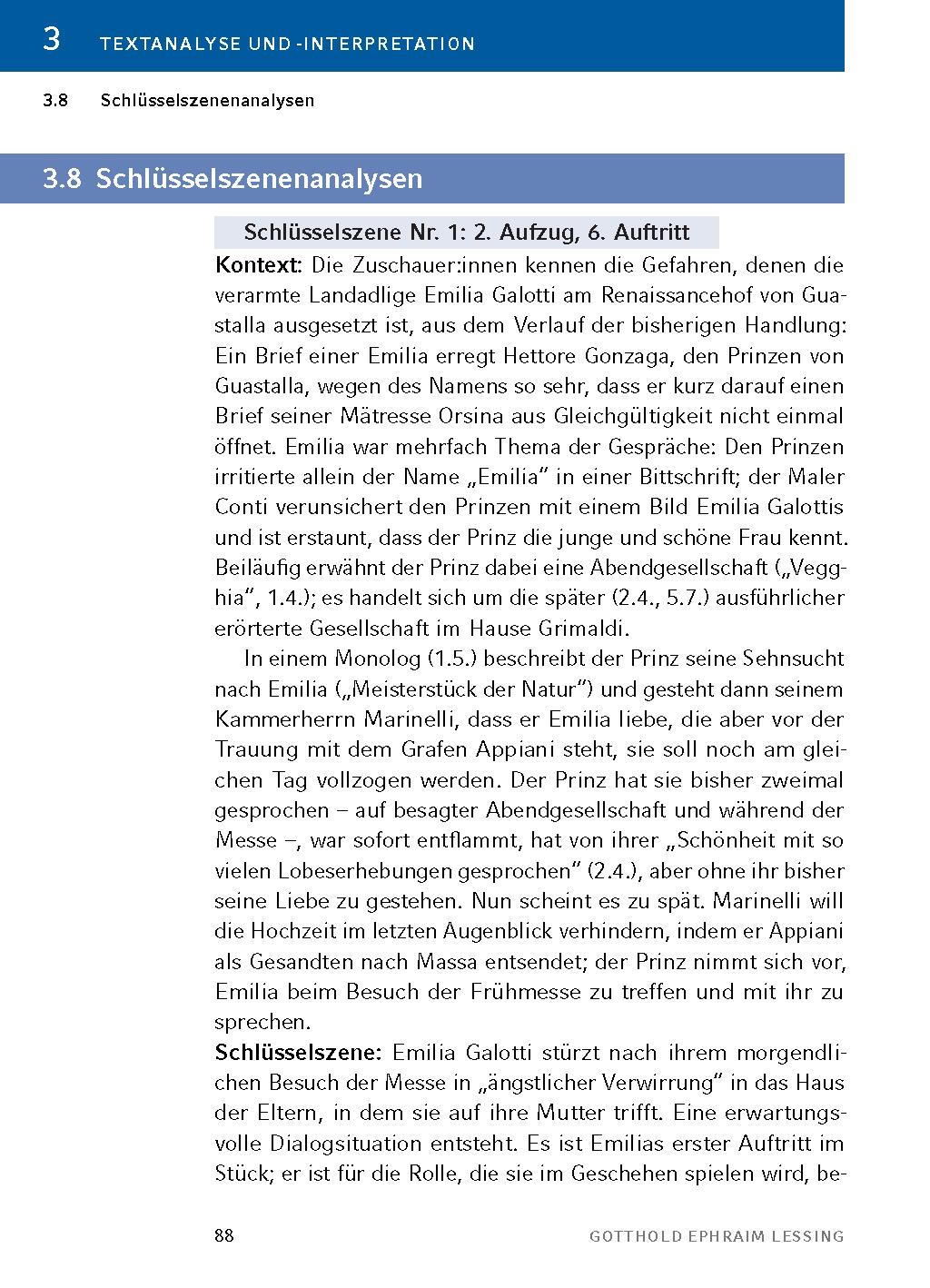 Beispielinhalt (Bild) Emilia Galotti von Gotthold Ephraim Lessing - Textanalyse und Interpretation