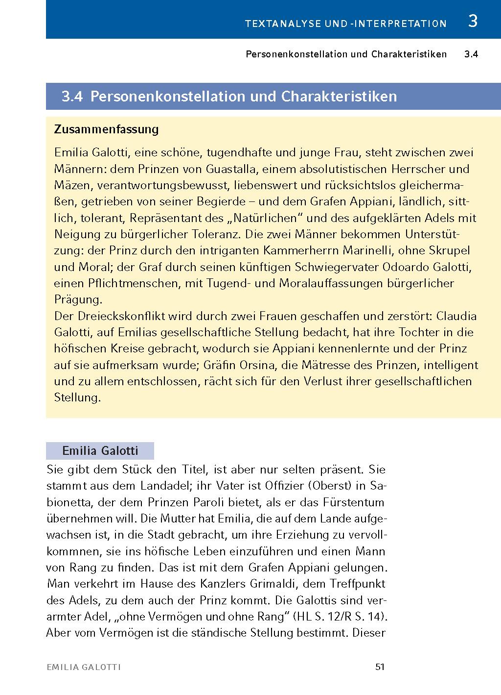 Beispielinhalt (Bild) Emilia Galotti von Gotthold Ephraim Lessing - Textanalyse und Interpretation