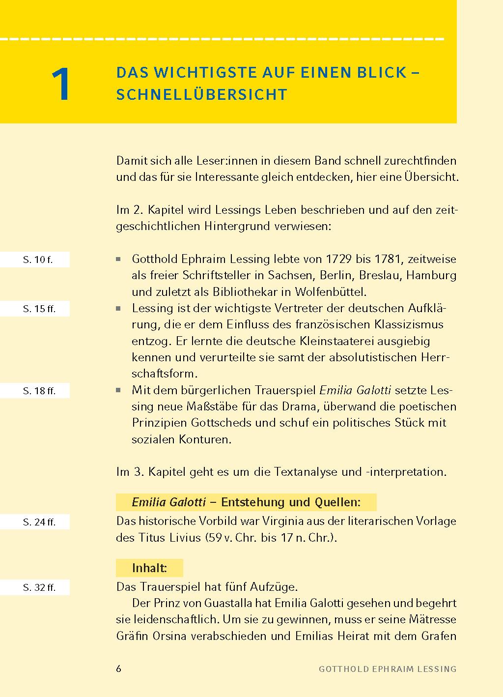Beispielinhalt (Bild) Emilia Galotti von Gotthold Ephraim Lessing - Textanalyse und Interpretation