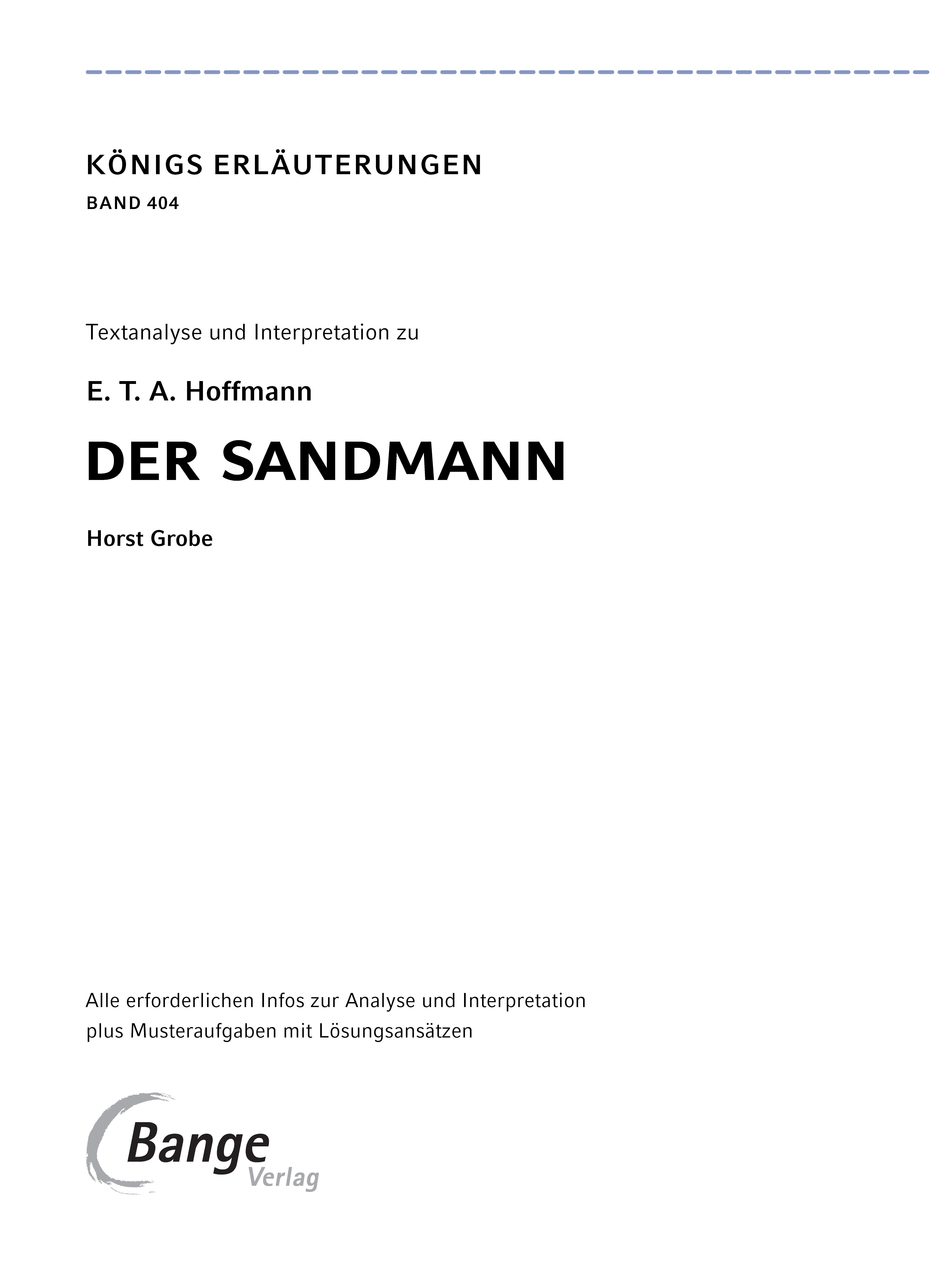 Beispielinhalt (Bild) Der Sandmann  - Textanalyse und Interpretation