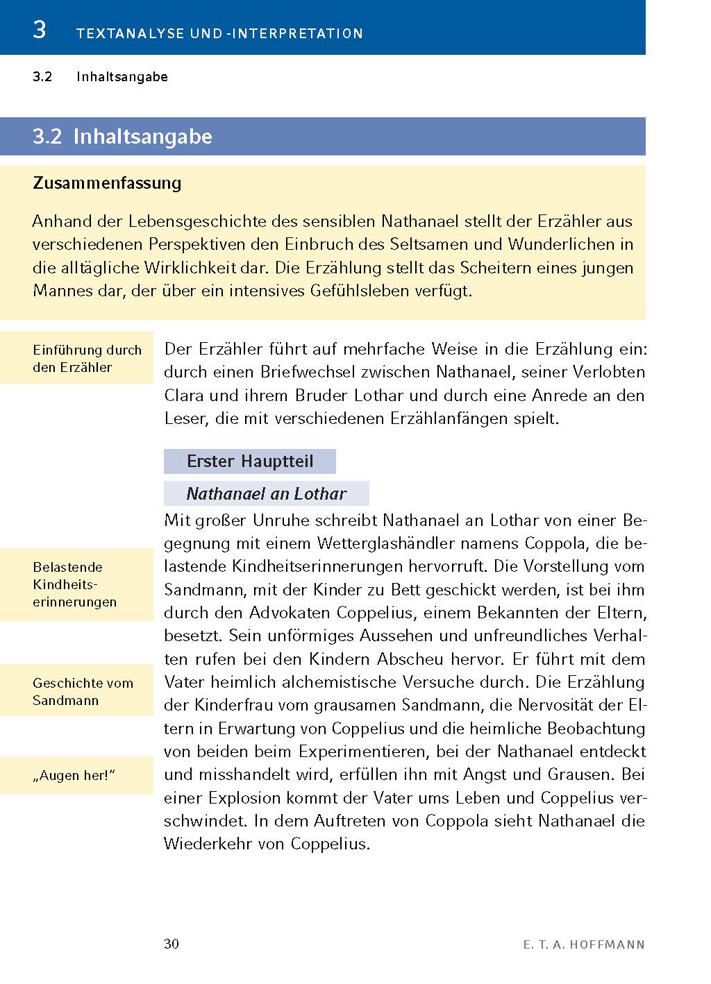 Beispielinhalt (Bild) Der Sandmann  - Textanalyse und Interpretation