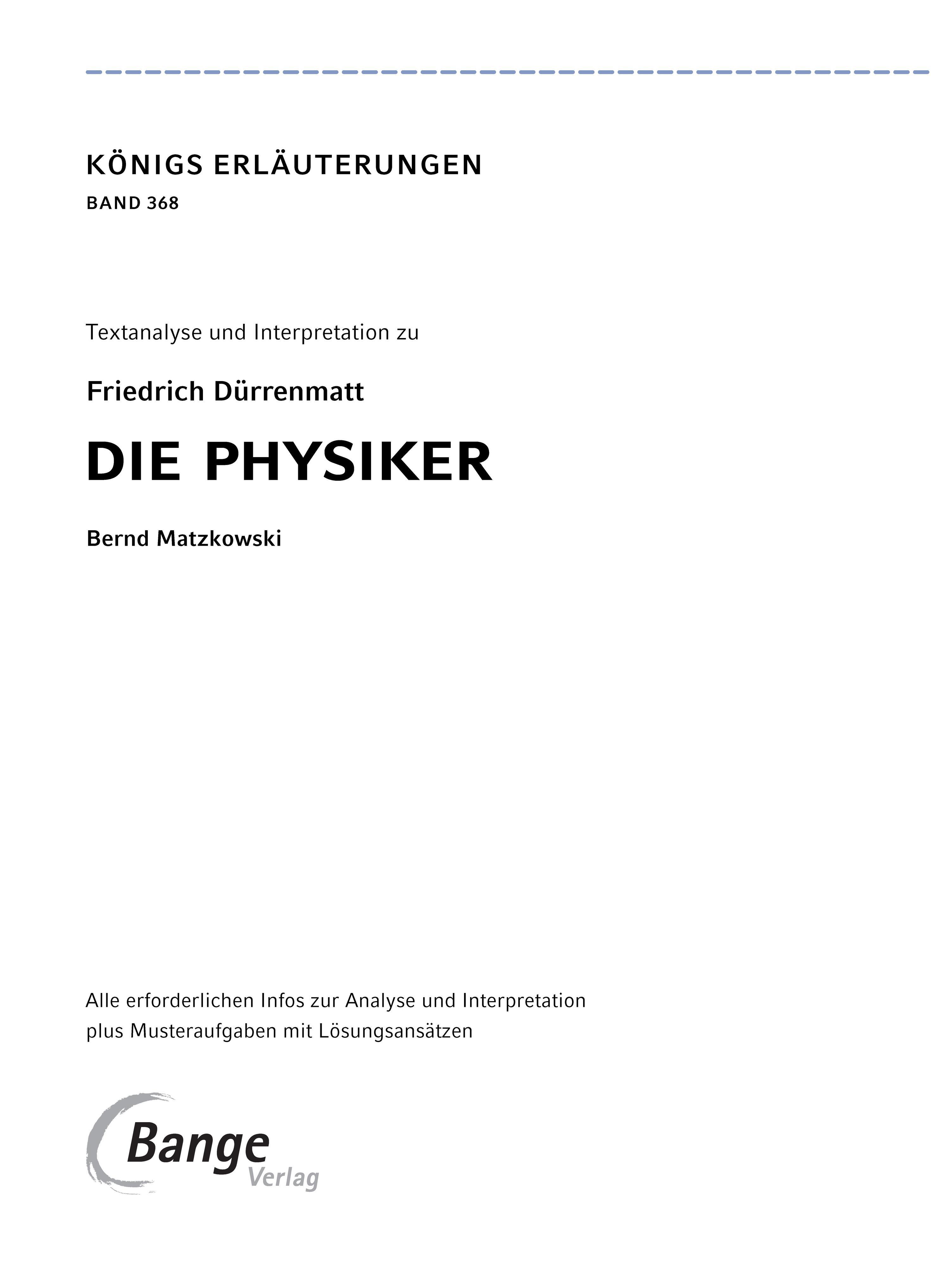 Beispielinhalt (Bild) Die Physiker - Textanalyse und Interpretation