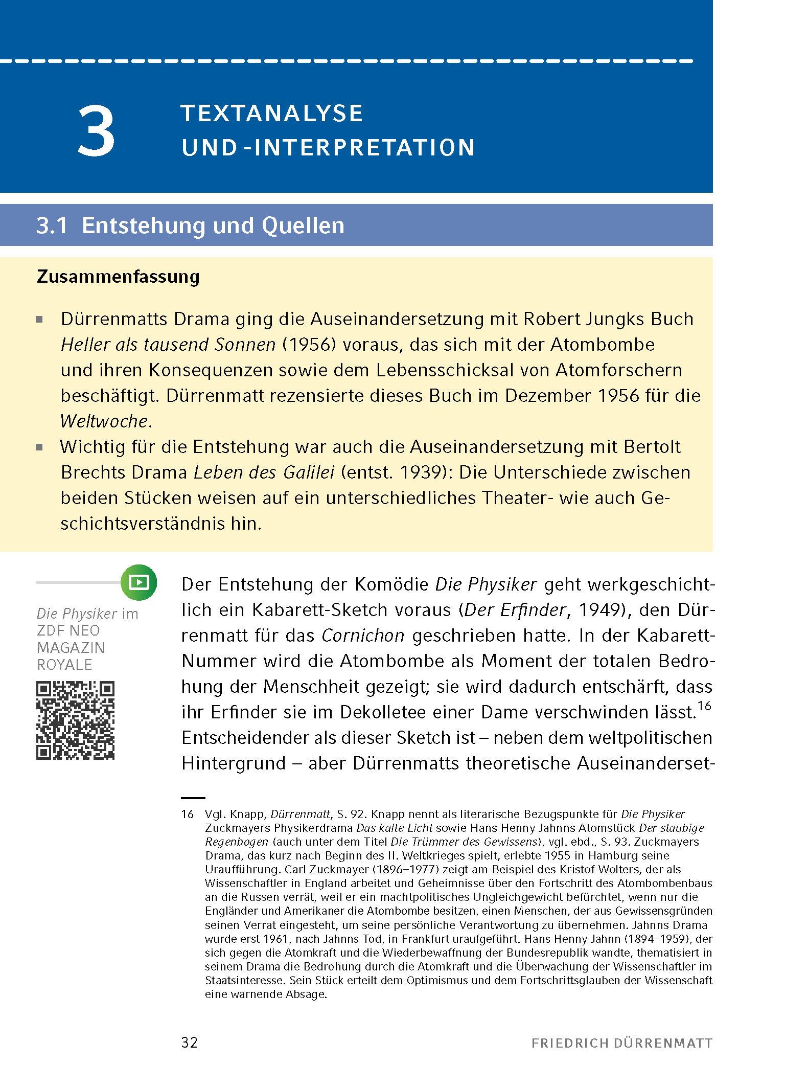 Beispielinhalt (Bild) Die Physiker - Textanalyse und Interpretation