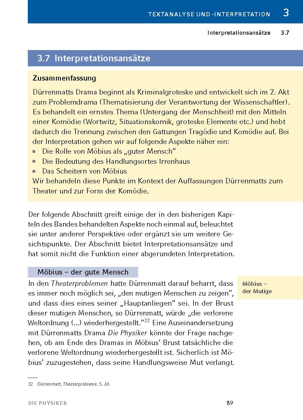 Beispielinhalt (Bild) Die Physiker - Textanalyse und Interpretation