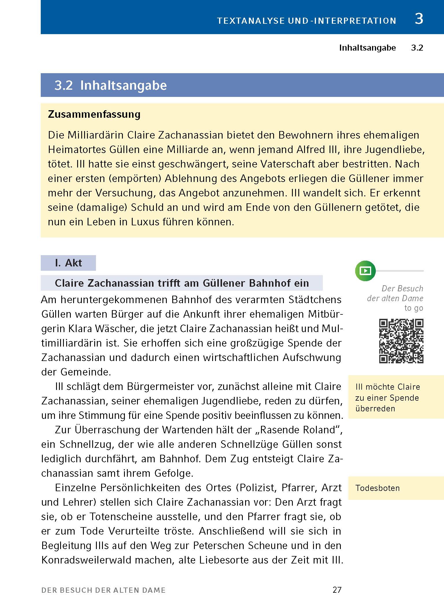 Beispielinhalt (Bild) Der Besuch der alten Dame - Textanalyse und Interpretation