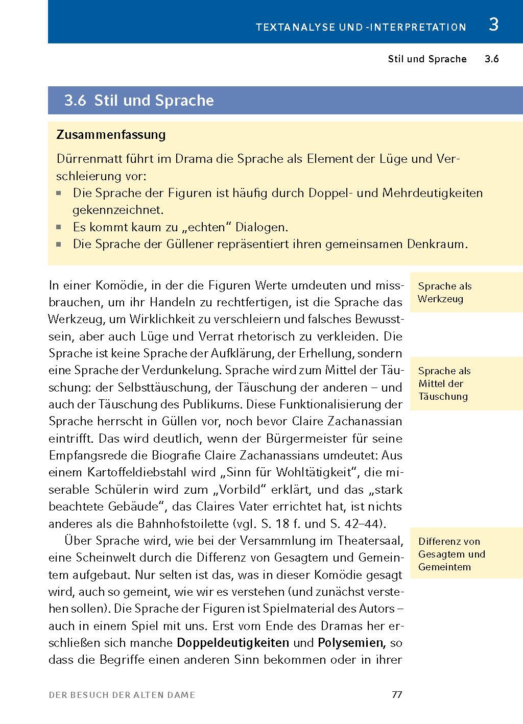 Beispielinhalt (Bild) Der Besuch der alten Dame - Textanalyse und Interpretation