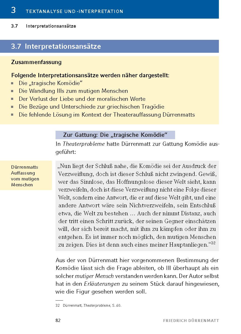 Beispielinhalt (Bild) Der Besuch der alten Dame - Textanalyse und Interpretation