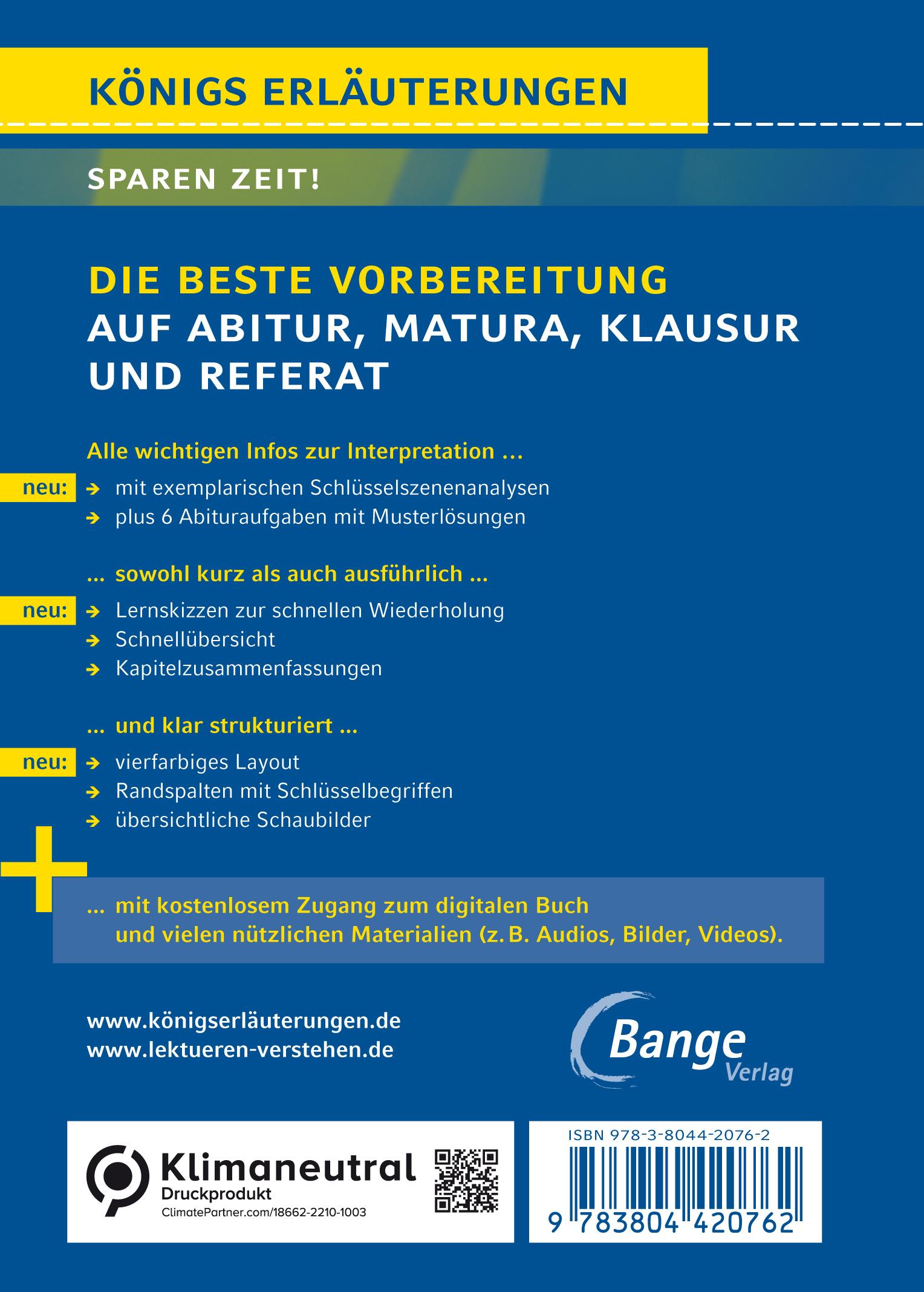 Rückseitencover Der Besuch der alten Dame - Textanalyse und Interpretation