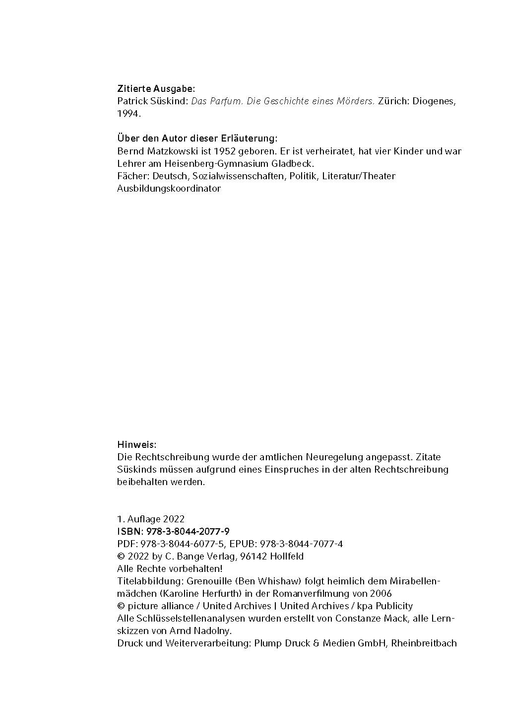 Beispielinhalt (Bild) Das Parfum - Textanalyse und Interpretation