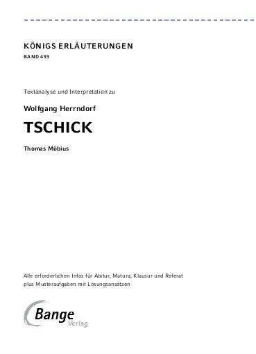 Beispielinhalt (Bild) Tschick - Textanalyse und Interpretation