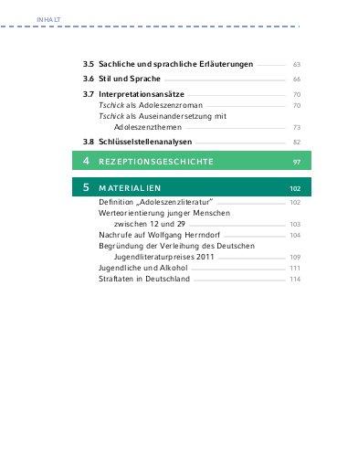 Beispielinhalt (Bild) Tschick - Textanalyse und Interpretation