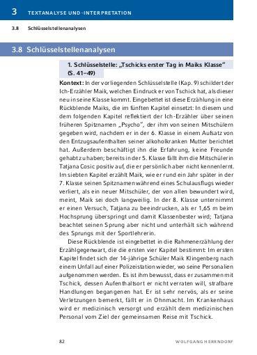 Beispielinhalt (Bild) Tschick - Textanalyse und Interpretation