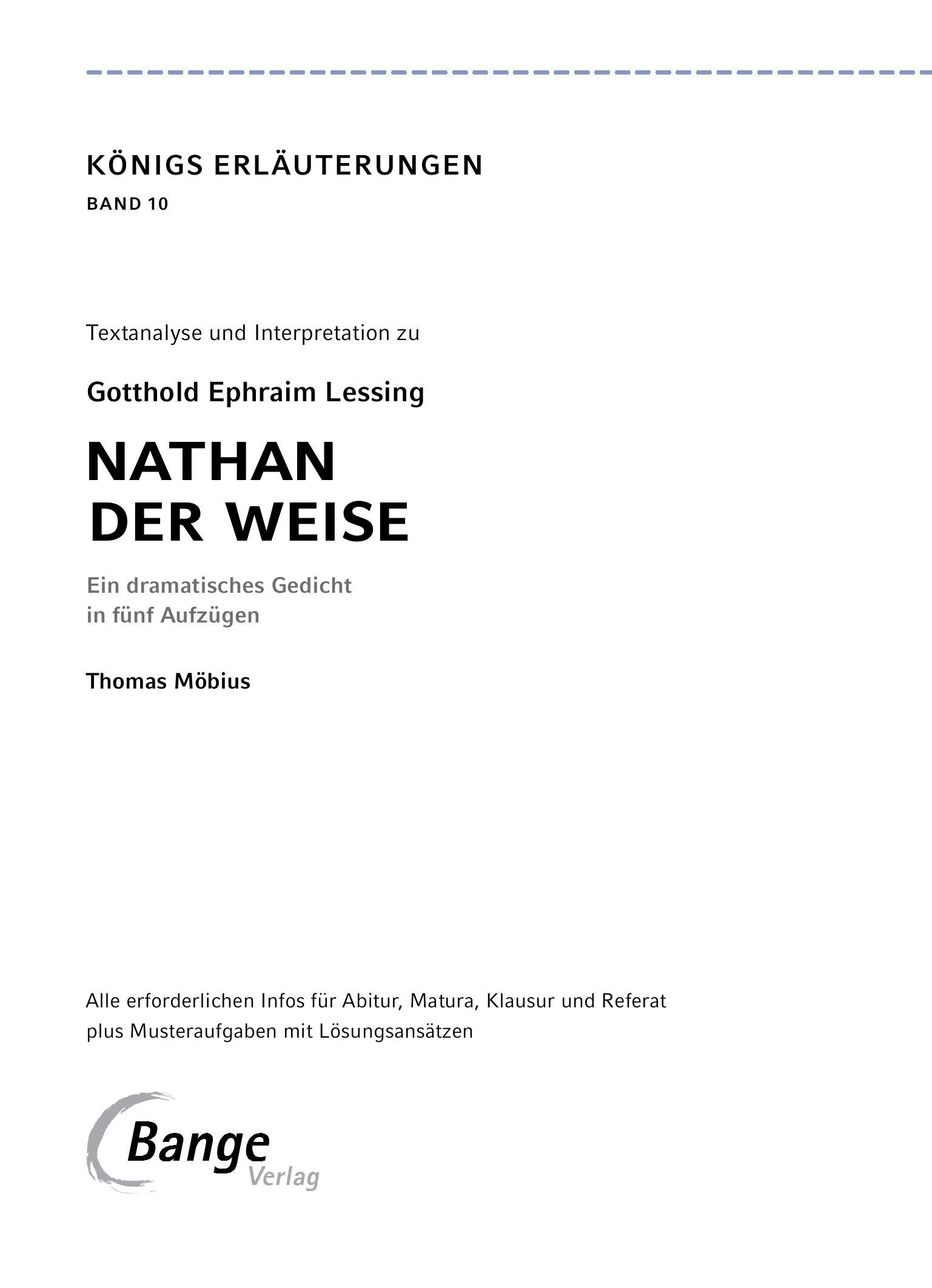 Beispielinhalt (Bild) Nathan der Weise - Textanalyse und Interpretation