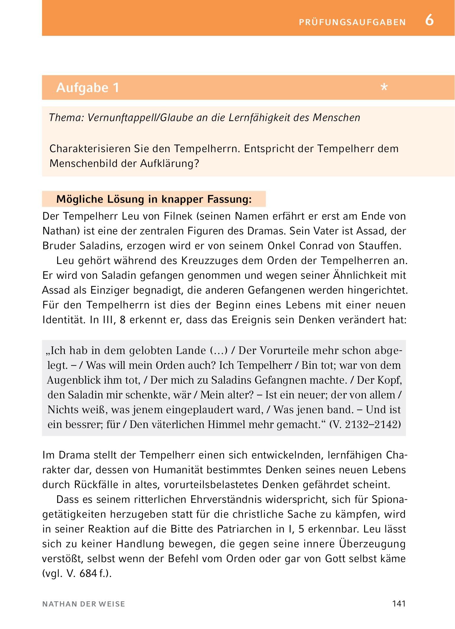 Beispielinhalt (Bild) Nathan der Weise - Textanalyse und Interpretation